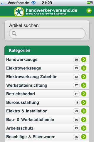 Screenshot Handwerker-Versand.de mobile Webseite 2