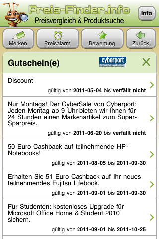 Screenshot Preis-Finder.info iPhone App 5